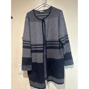 Christopher & Banks Womens Navy Blue Geometric Pattern Cardigan Sweater XL